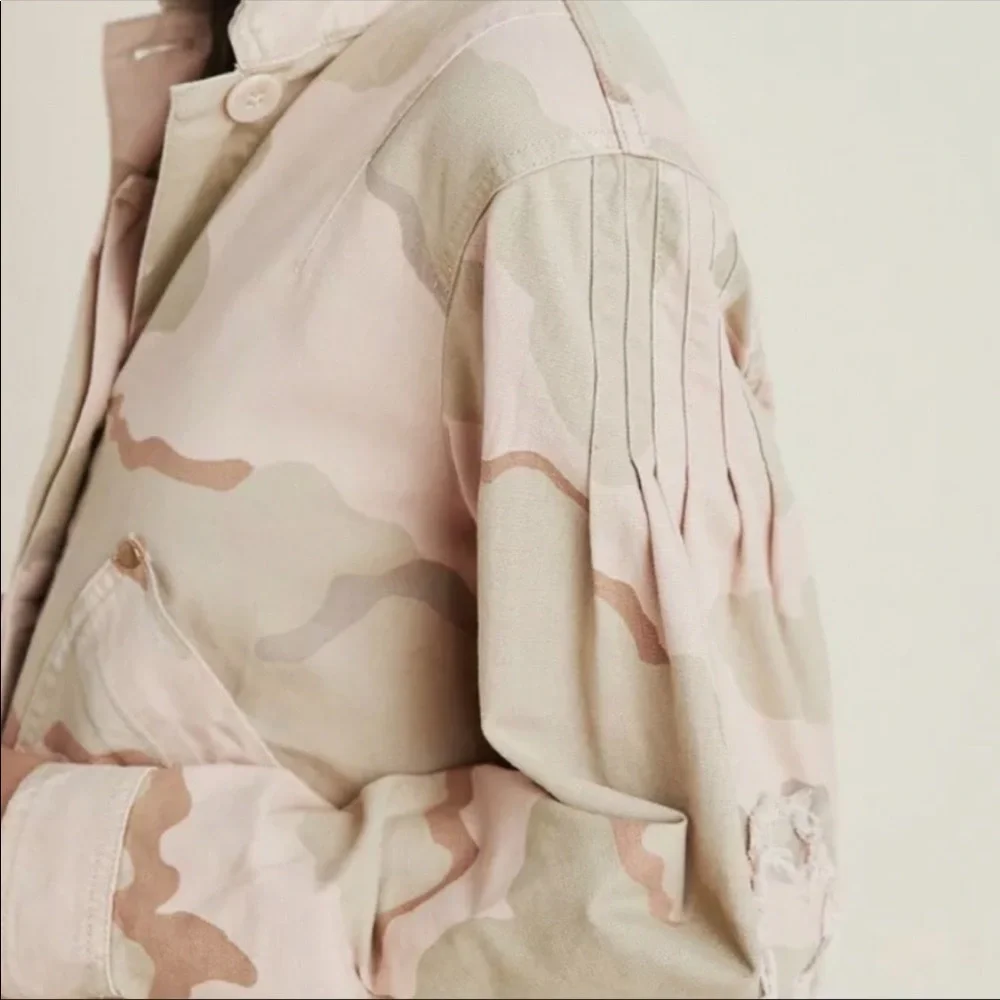 ANTHROPOLOGIE Lida Utility Jacket Pink Camo Oversized Cargo Boho Chic US S - Picture 5 of 13